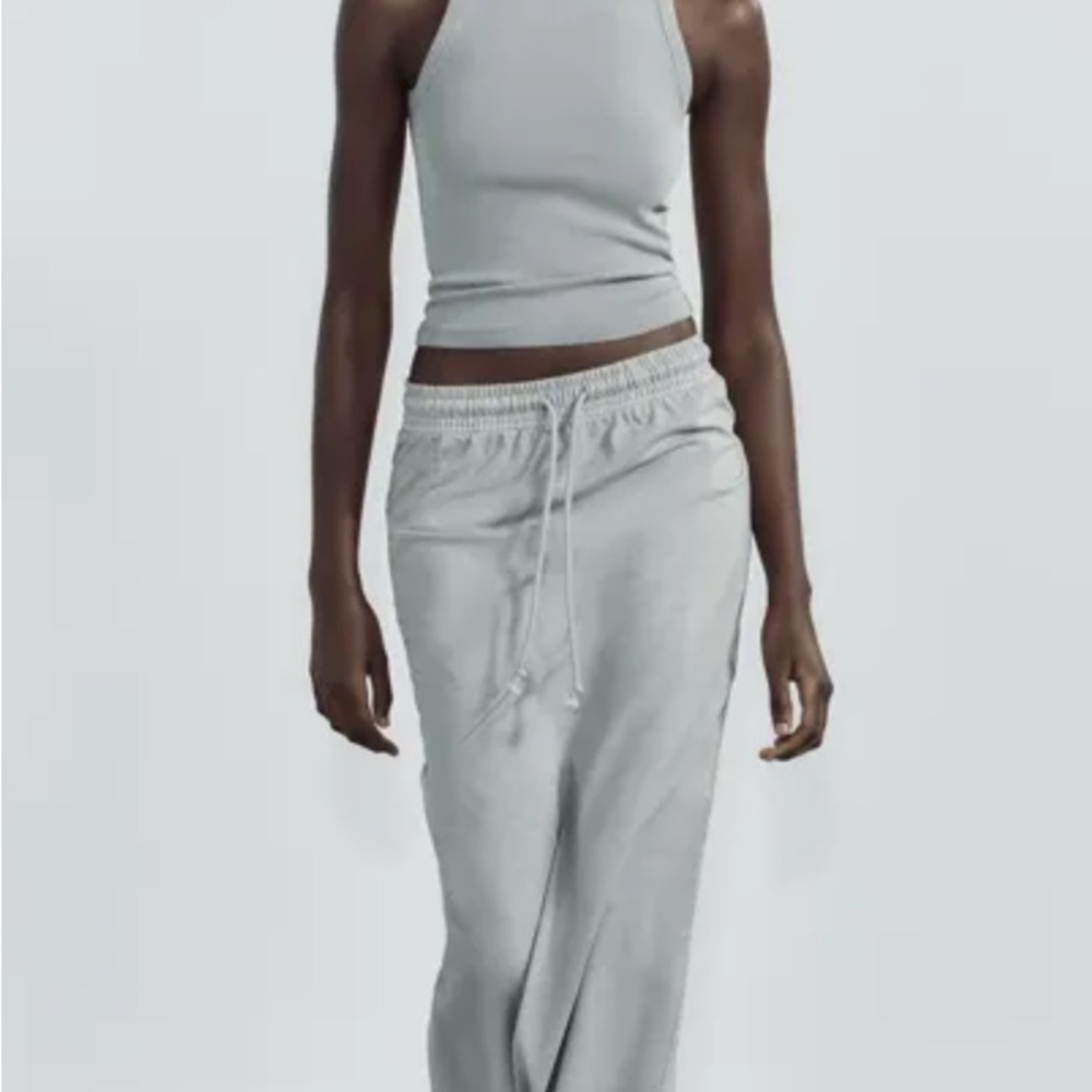 Zara Washed Effect Grey Halter Tank Size M